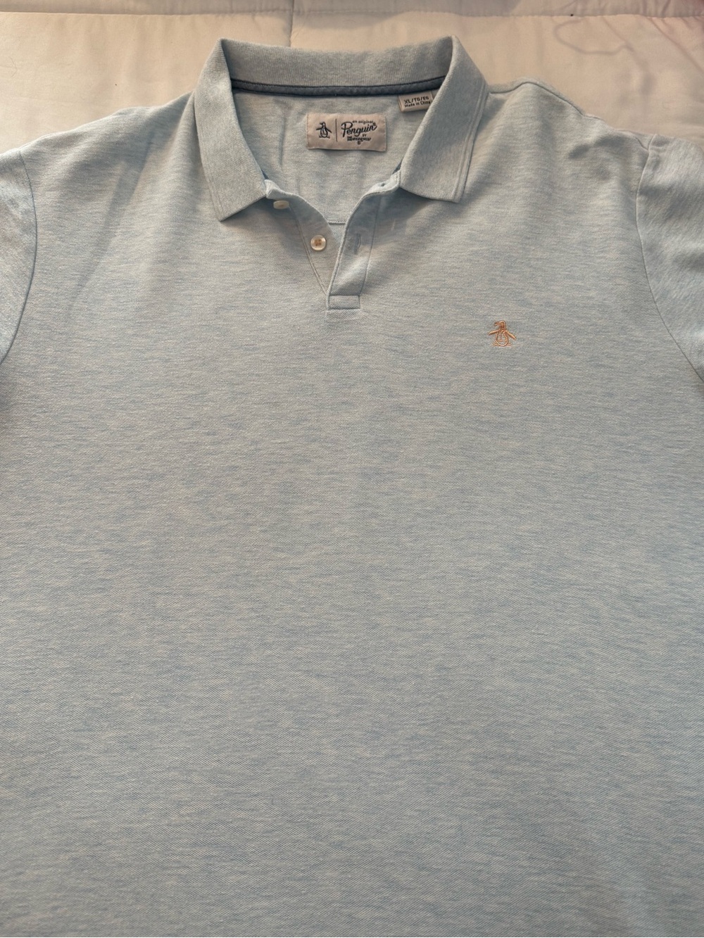 Original Penguin Men's Sky Blue Polo with Contrast Logo